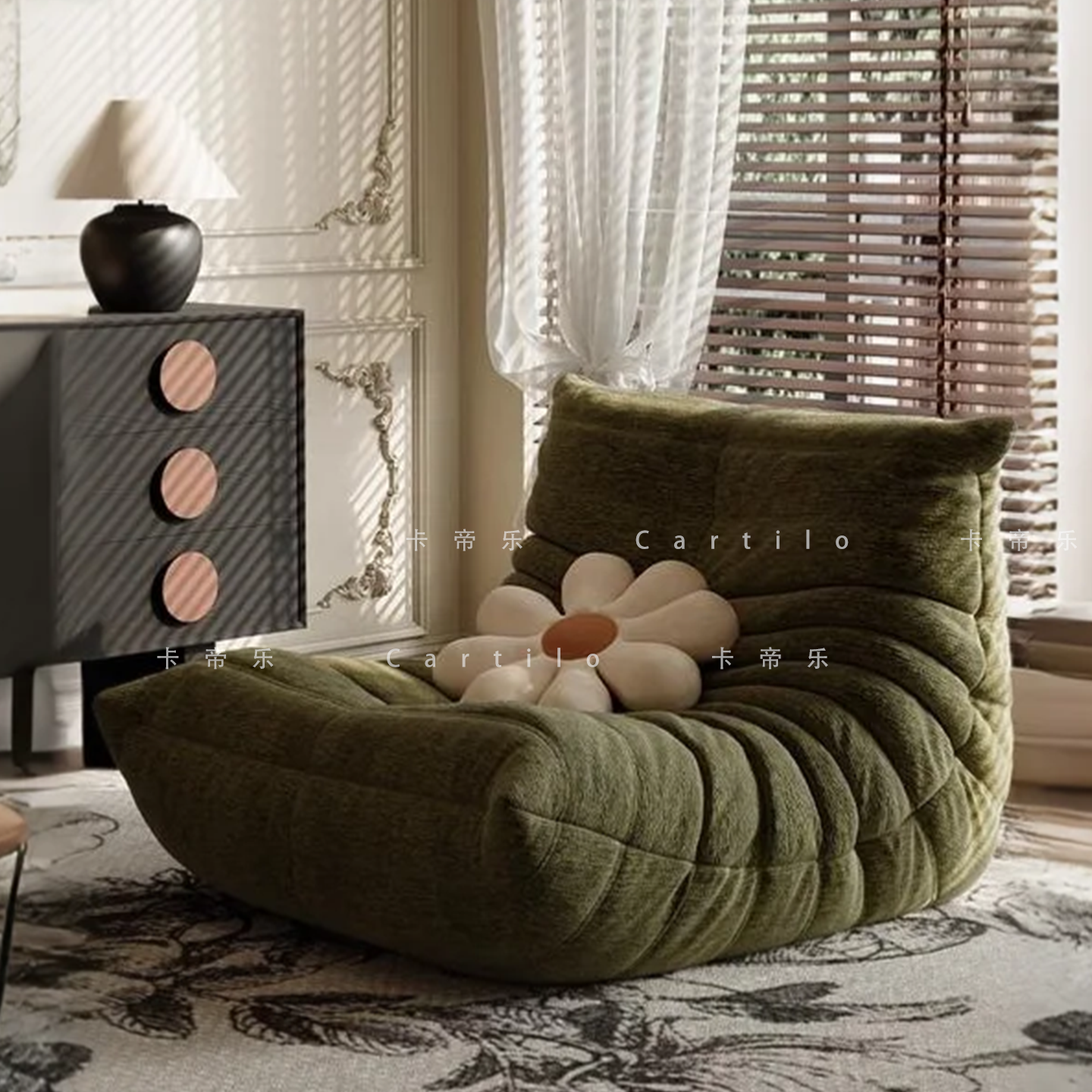 毛毛虫沙发togo休闲复古雪尼尔绒单人椅客厅可躺可睡躺卧懒人沙发