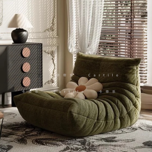 毛毛虫沙发togo休闲复古雪尼尔绒单人椅客厅可躺可睡躺卧懒人沙发