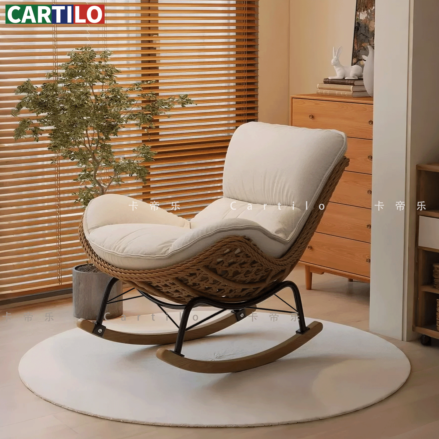 摇椅懒人手工藤编休闲椅冬夏躺椅家用客厅午睡阳台庭院懒人摇摇椅