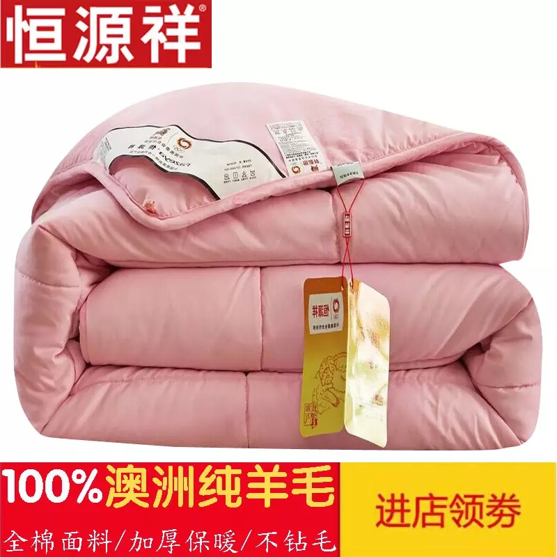 정통 HENGYUANXIANG 양모 이불 100% 호주 순수 양모 두꺼운 따뜻한 봄 가을 이불 겨울 이불 순수 코튼 캐시미어 이불 코어