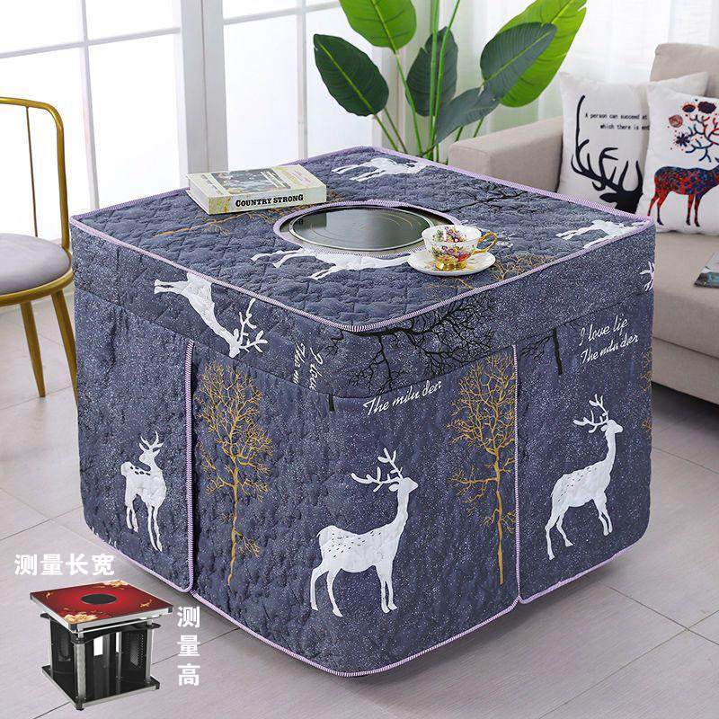 ke3c烤火桌子罩套电炉罩80x80正方形电暖炉烤火被桌罩加厚圆孔烤