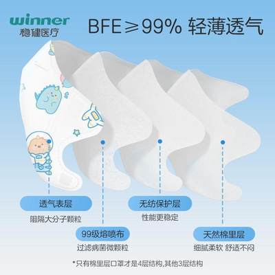 稳健棉里层儿童口罩3d立体男女孩宝宝幼童1到14岁小孩 非独立包装
