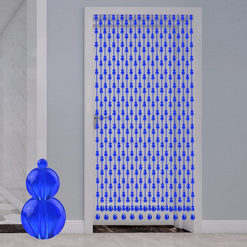 蓝色水晶葫e芦风水珠帘门帘免打孔隔断挂帘大门卫生间客厅挂帘子