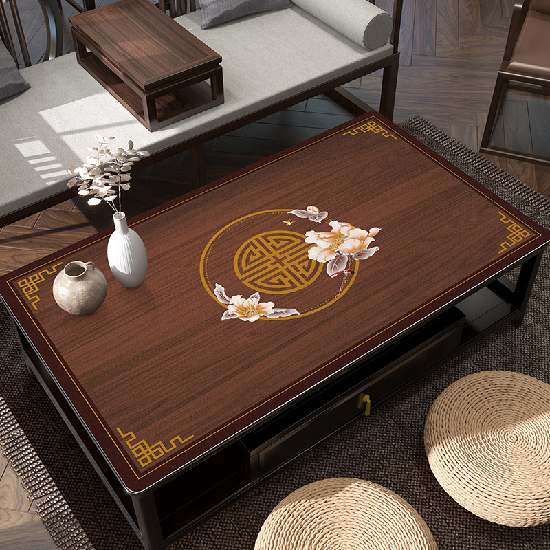 新中式茶几桌布防水防油防烫免洗茶几垫布实木餐桌垫长Z方形可裁