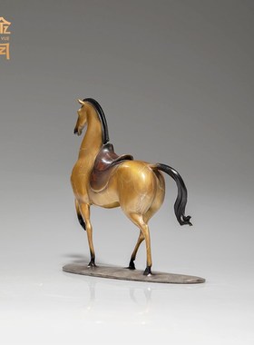 《马上金安》铜金岁月黄铜马摆件送领导的礼物办公室W书房桌面装