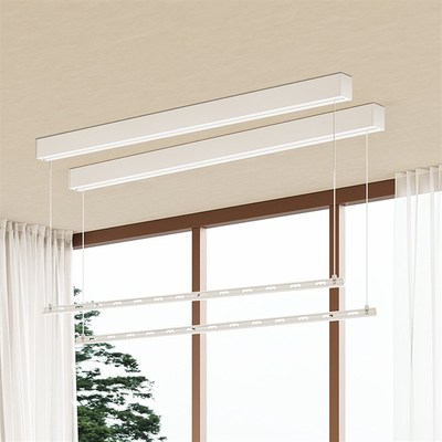 明装单杆电动晾衣架n窗帘盒隐藏嵌入智能遥控自动升降双杆阳台家