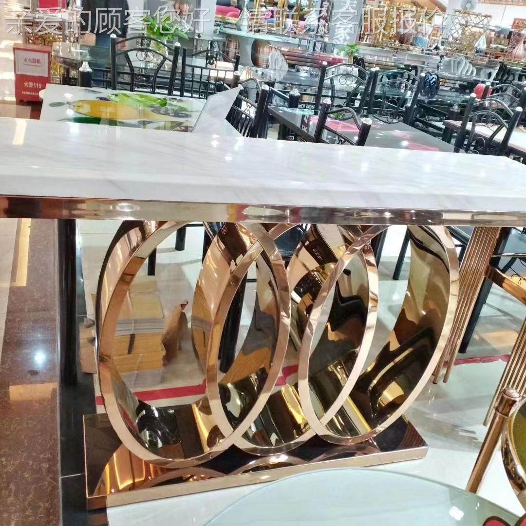 大轻奢玄代关669台意式石现条案台走廊入户简约玄关柜不锈钢理玄