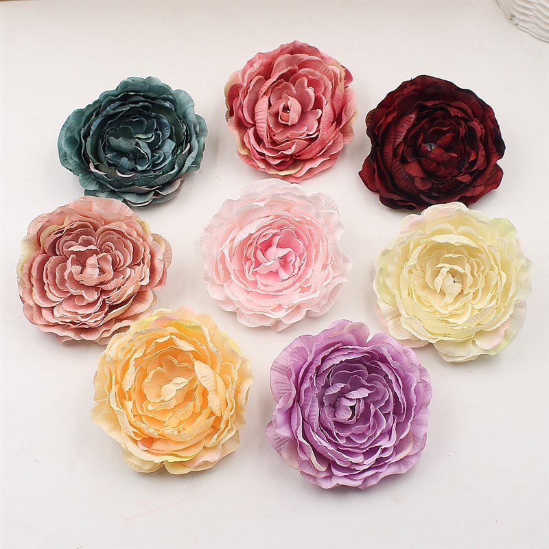 速发牡丹花头 假花 绢花 手工花环料材草帽花配布辅料婚庆件置