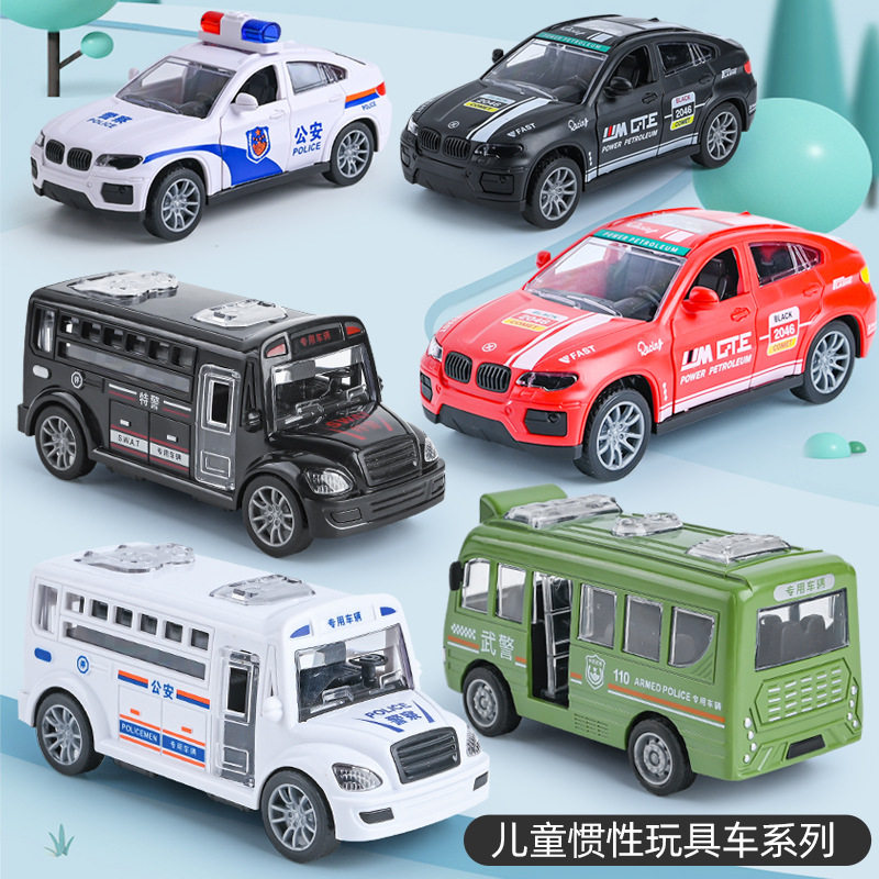速发儿童惯性巴士警车消玩公小男孩具交模型110警察校车