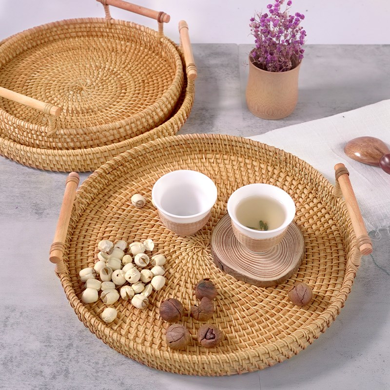速发竹编篮藤编收纳筐小水果包子面具竹篮餐盘家用馒头筐