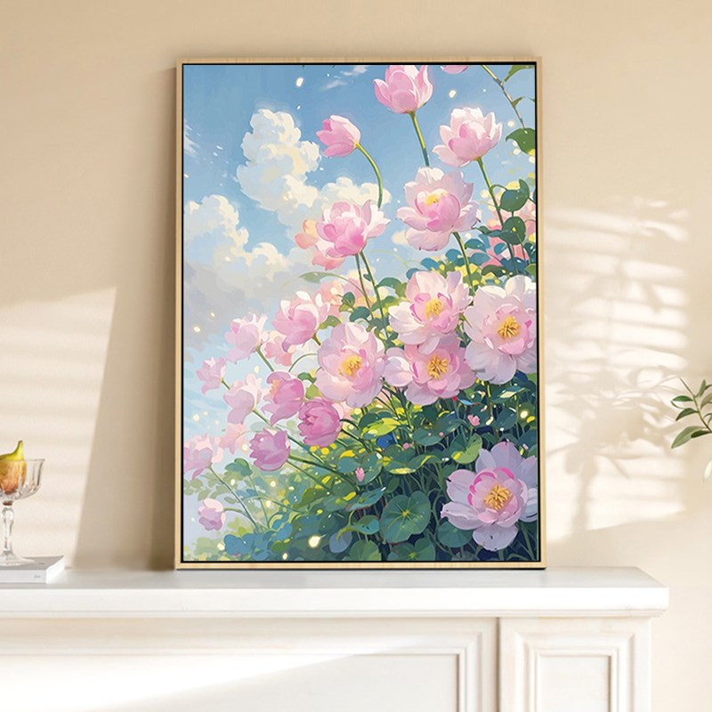 速发山数字油画20花解新款填充风景2卉5闷手工涂鸦丙烯油彩画