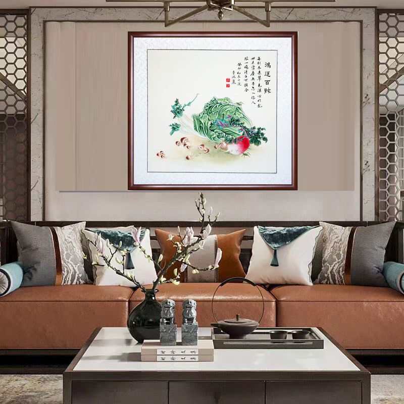 速发斗方工笔手绘国画百财图画芯无框新中式沙发背景墙装饰走廊玄
