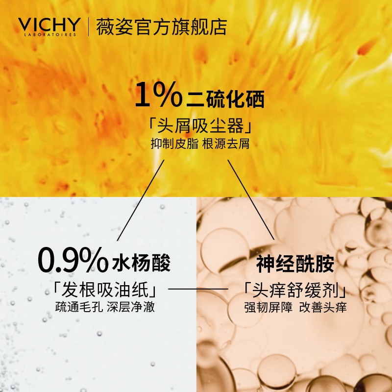 薇姿德科丝去屑系列洗发水 绿标粉标黄标清洁洗发水清爽