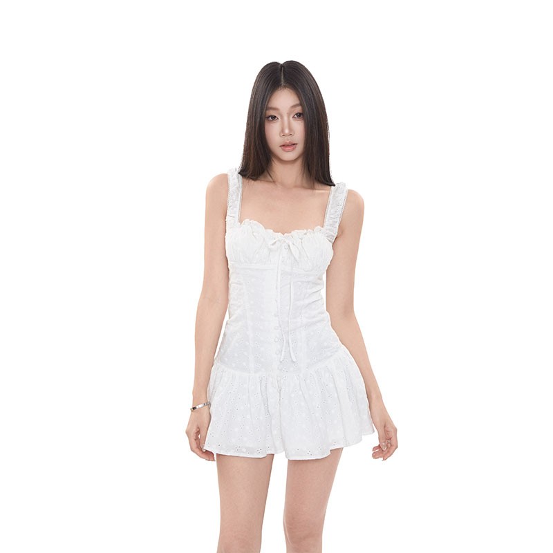 withmin凉皮 泰兰女生 法式气质纯欲复古显瘦吊带连衣裙【2522235