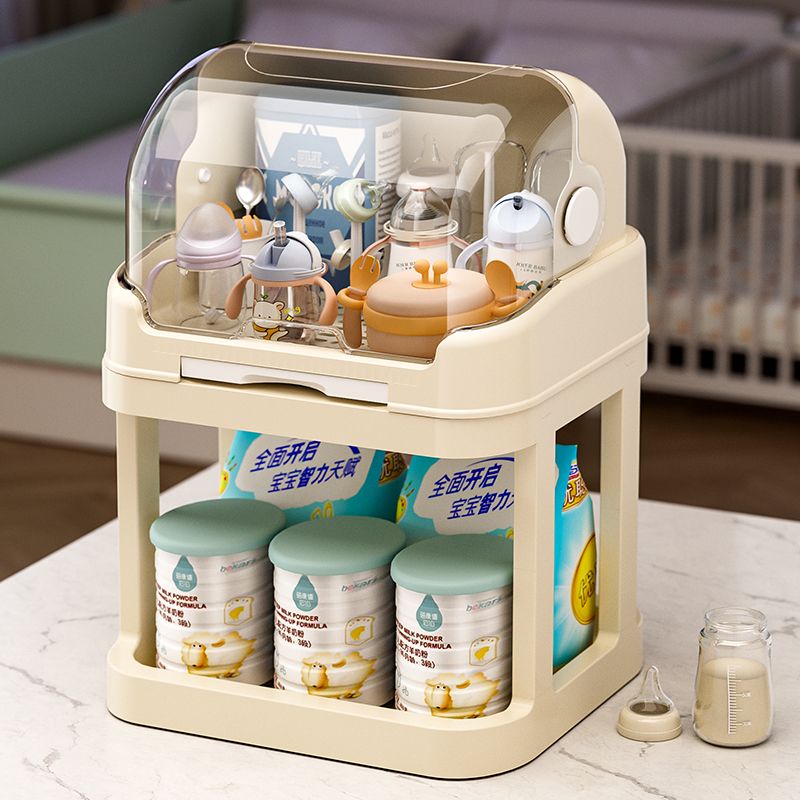 婴儿奶瓶收纳盒防尘置物架宝宝餐具收纳箱专用奶瓶沥水架婴儿用品