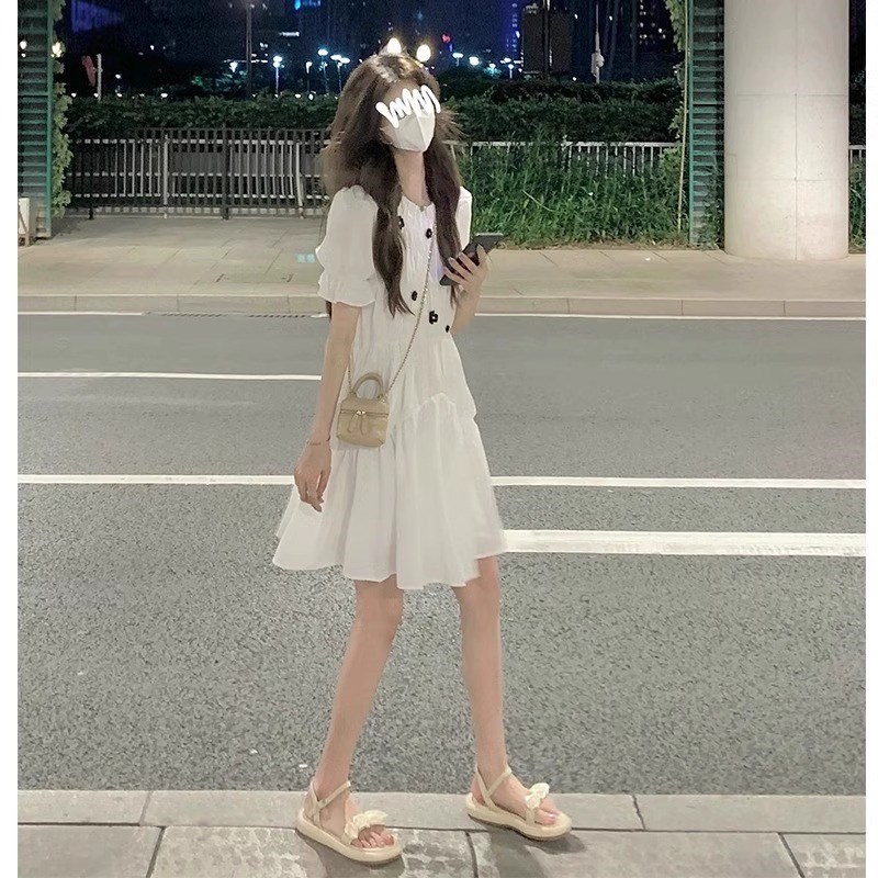 好货孕妇连衣裙夏季2025新款小个子短袖遮肚上衣白色裙子女中长款