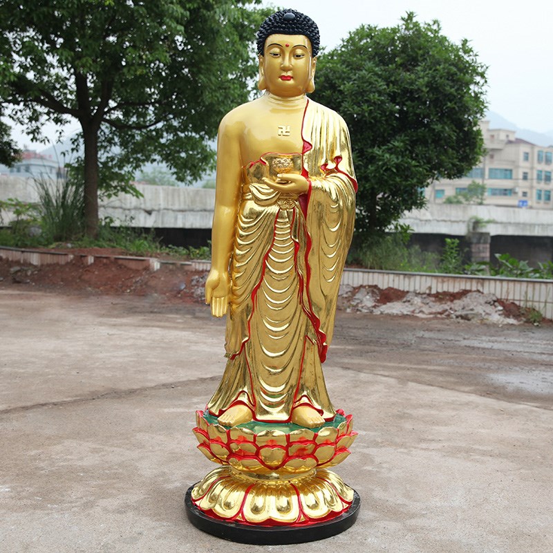 好货厂家直销树脂玻璃钢佛像1米6站西方三圣家用站观世音菩萨寺庙