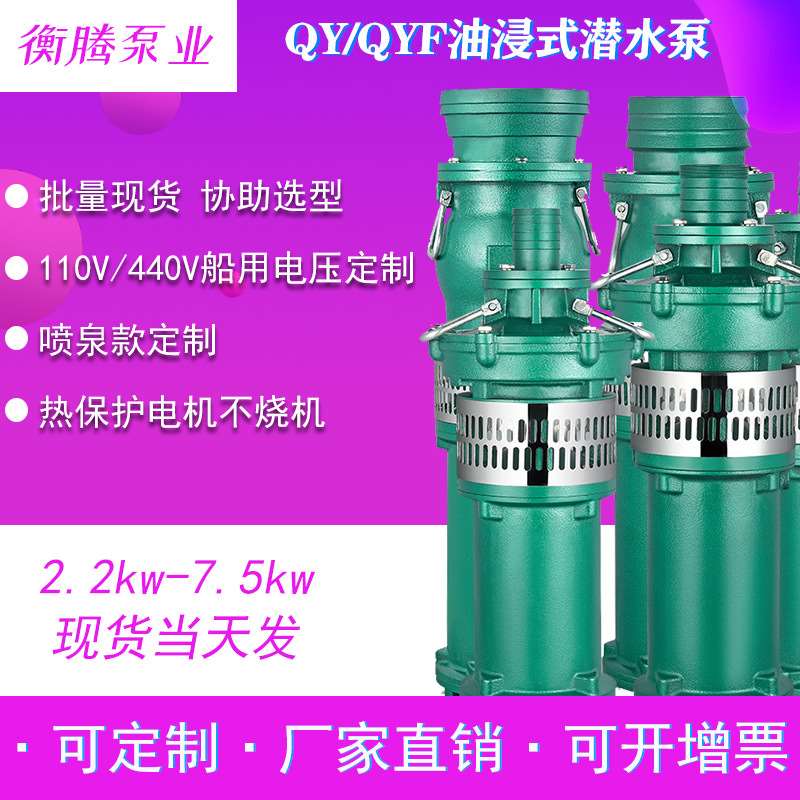 QY/QYF不锈钢304油浸式潜水电泵6寸8寸三相农用灌溉高扬程潜水泵