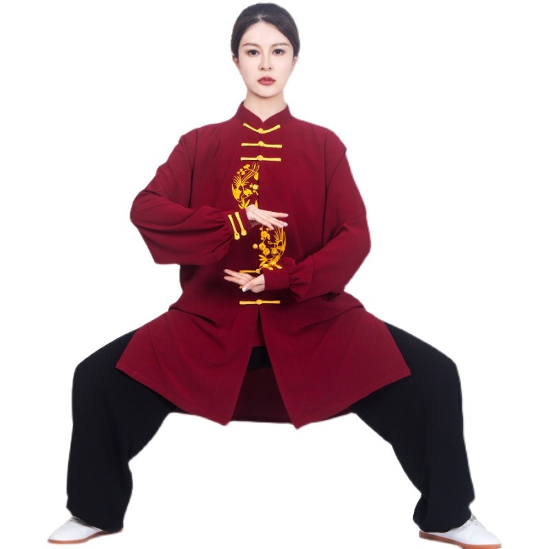 好货太极服女春夏新款弹力棉刺绣太极服装男太极拳练功服中长款武