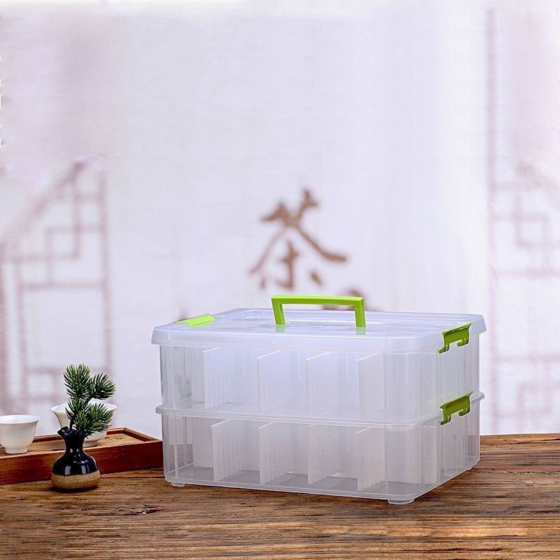 好货茶具收纳盒大号塑料可叠加茶具收纳盒手提便携车载杯子分类多