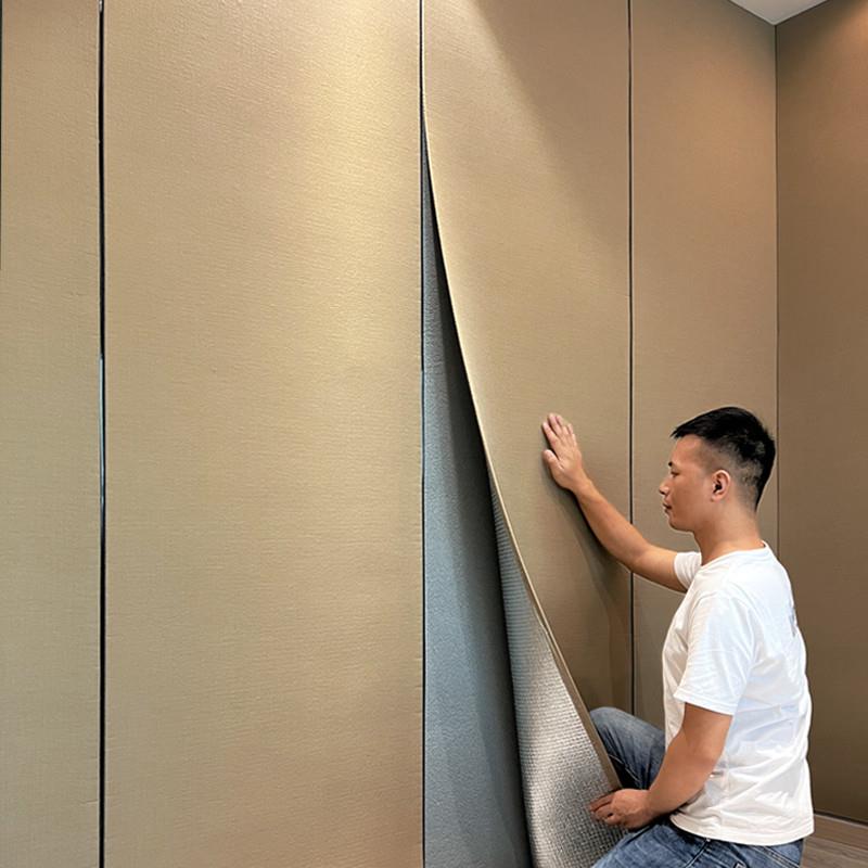 极速加厚墙布自粘千鸟格橙色壁纸客厅电视背景墙床头软包墙板装饰