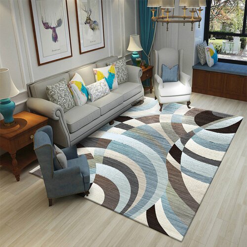 极速简约北欧客厅入户地垫大地毯 家用茶几卧室沙发防滑几何地毯