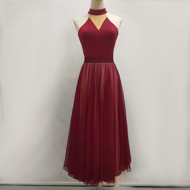 现代舞蹈服表演女裙子套装飘逸720度大摆舞蹈纱裙成人儿童演出服