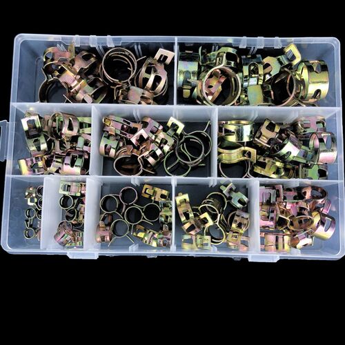 好货跨境热销 100pcs弹性箍圈 镀锌卡箍抱箍组合 镀彩锌管夹箍圈