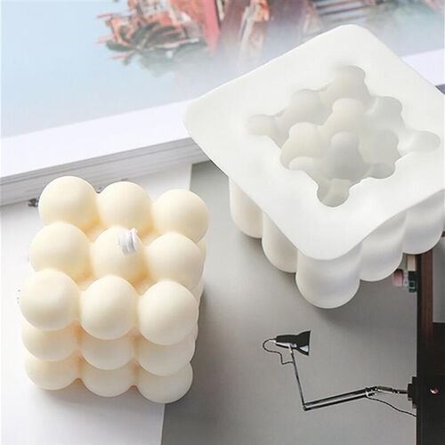 好货Handmade Candle Silicone Mold DIY 3D Rubiks Cube Bubble