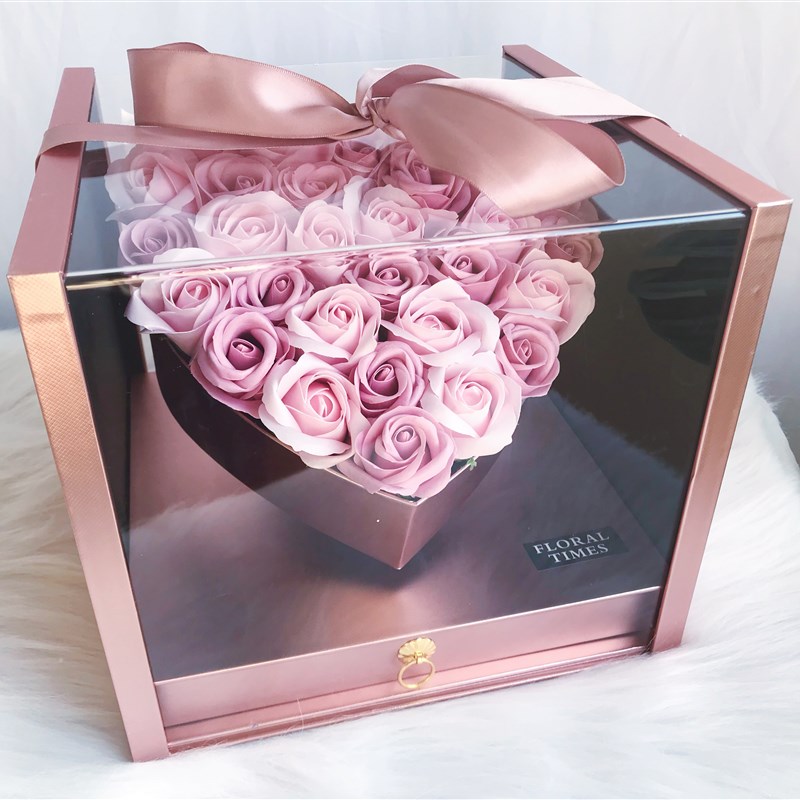 大号全景爱心礼盒玫瑰香皂花盒圣诞节平安夜送花女友生日创意礼物