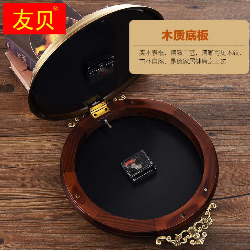 极速黄铜欧式挂钟双面表钟客厅时尚钟表创意实木装饰艺术壁挂静音