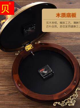极速黄铜欧式挂钟双面表钟客厅时尚钟表创意实木装饰艺术壁挂静音