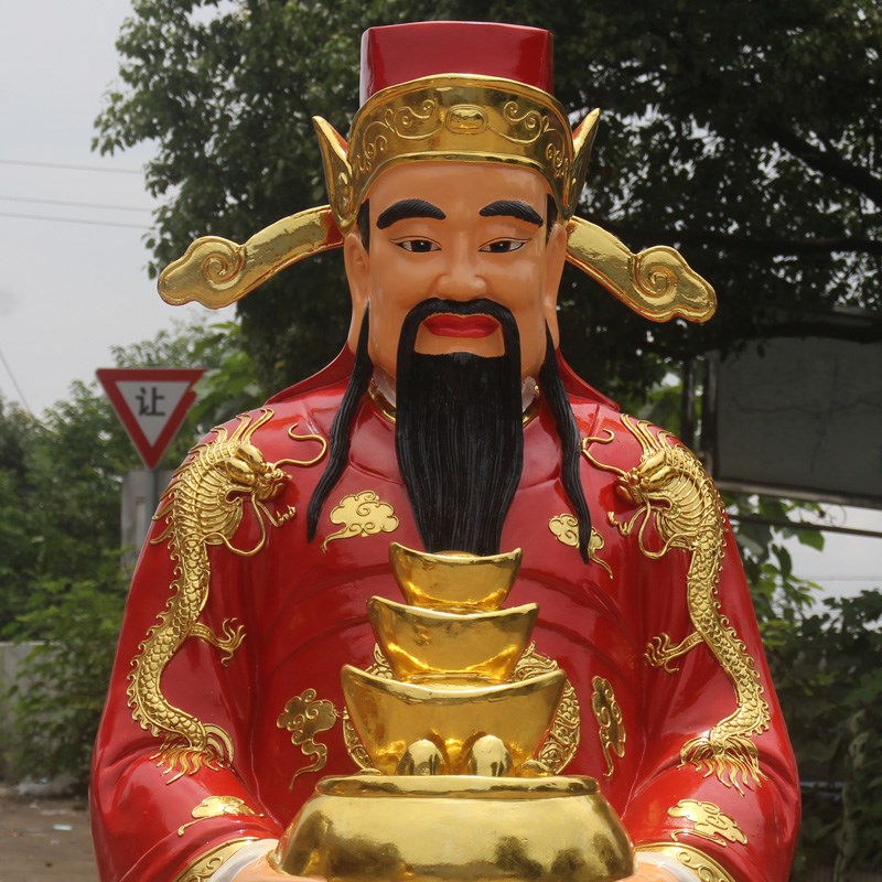 好货厂家直销树脂玻璃钢佛像1米8元宝财神树脂玻璃钢财神爷聚宝盆