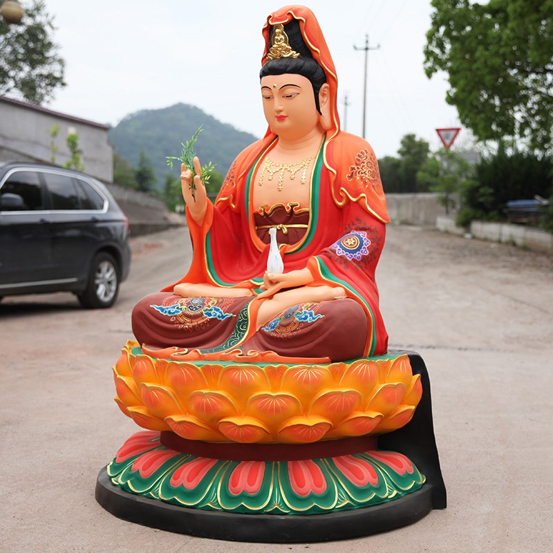 好货寺庙佛像家用观世音佛像 树脂观音摆件 1米6古彩观音大型神像