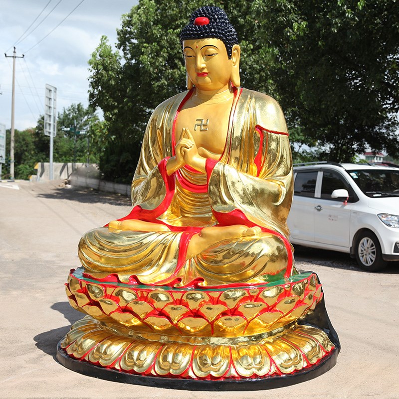 好货寺庙树脂佛像三宝佛 敦煌彩如来佛祖释迦佛药师佛 2米4高大日