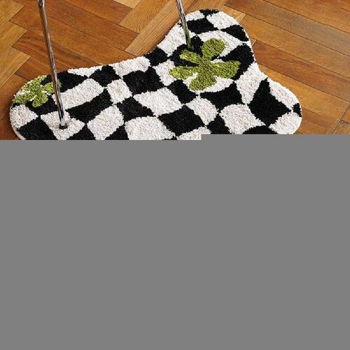 好货Plaid Irregular Kitchen Rugs Soft Fluffy Tufting Carpet