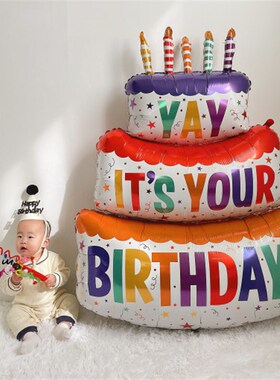 Large Balloon Happy Birthday Three Layer Cake Balloon