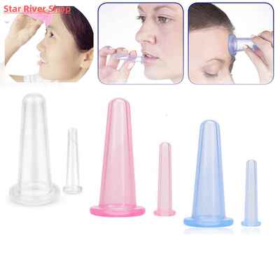 极速2pcs Silicone Vacuum Cupping Cans Face Massage Cup for F