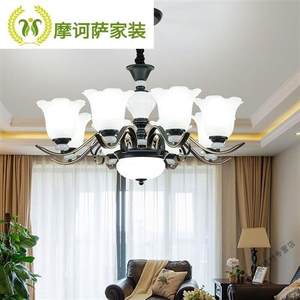 百梦羊 美式客厅吊灯具大气简约新款欧式陶瓷家用卧室餐厅北欧套