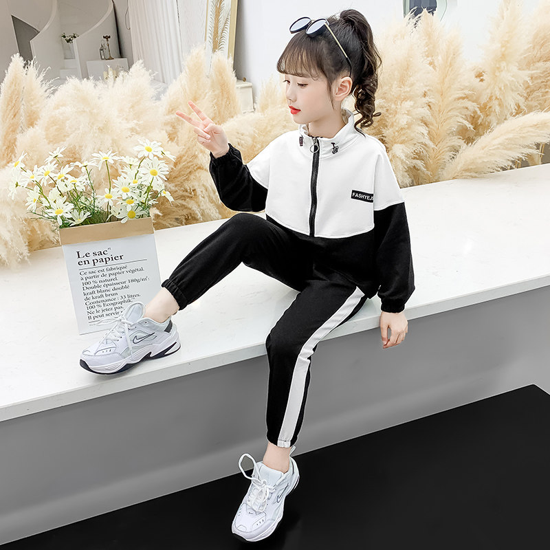 极速女童套装春装2023新u款中大童女孩洋派春款休闲厚棉儿童运动