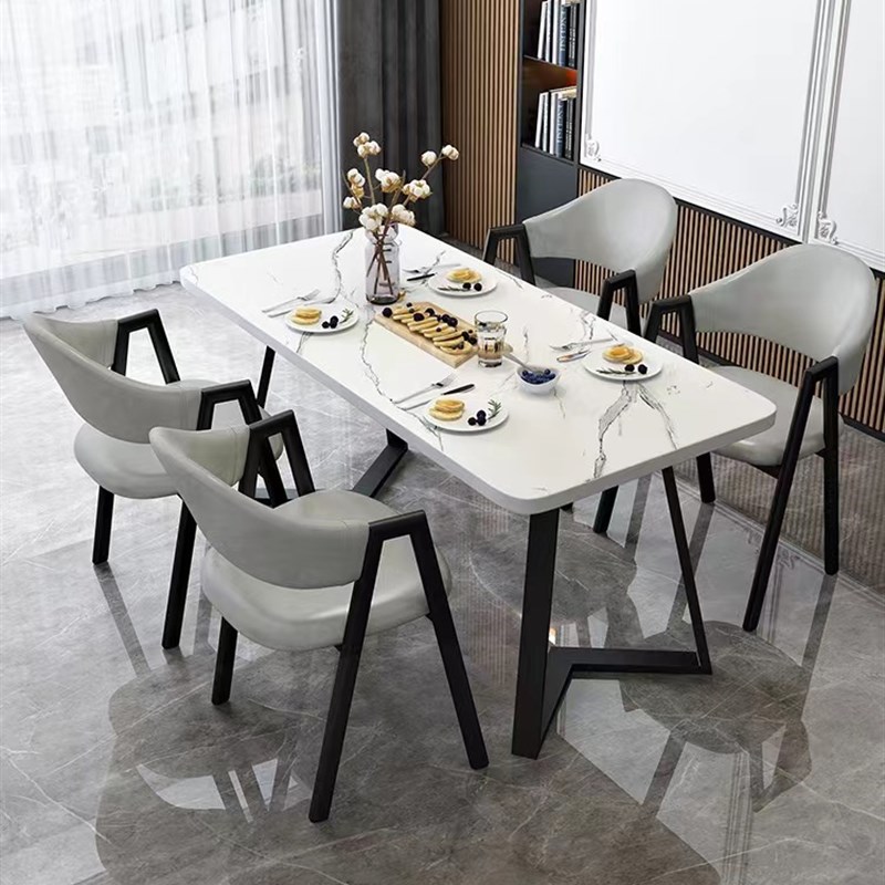 极速大理石现代简约洽谈桌椅组合桌子餐饮商用奶R茶店餐桌小户型