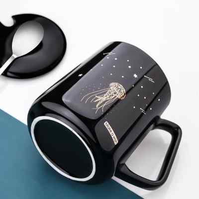 极速简约陶瓷马克杯带盖r子勺男个性潮流情侣款喝水杯子一对女创