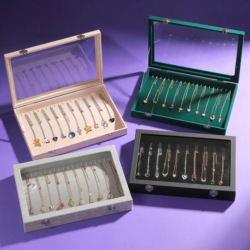 极速绒布项链盒首饰收纳盒手錬饰品盒珠宝店柜台链条X陈列展示盒