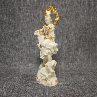 象牙果坐藤自在观音菩萨火焰观音摆件家居饰品客厅办W公室桌面饰