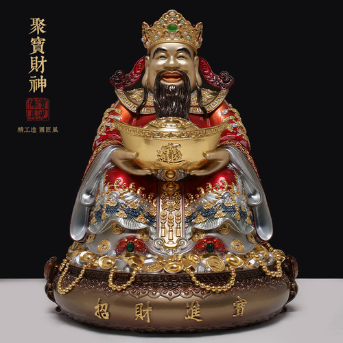 新品台湾铜雕财神爷神像手工掐丝聚宝财神爷N佛像招财家用店铺开