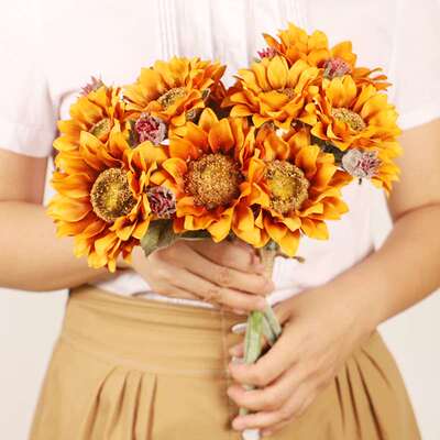 极速Simulation yellow sunflower flower flower cuttings Zautu