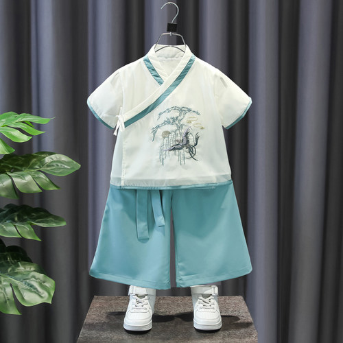 新品汉服男童夏装古风帅气儿童改良古装高端J2023新款宝宝夏季唐