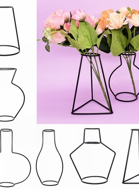 极速Black Retro Iron Line Table Flowers Vases NordiWc Home D