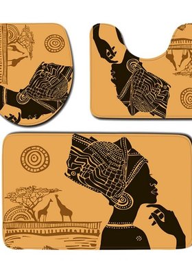 极速3PCS African Woman Bathroom Rugs HSoft Anti Slip Absorbe