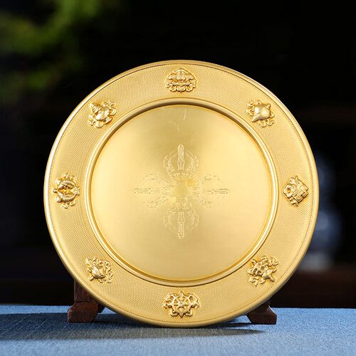 新品大藏禅饰曼扎盘曼n茶罗修盘八吉祥黄铜家用藏密宗供曼扎大号1